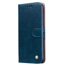 Business Style Oil Wax Texture Horizontal Flip Leather Case for XiaoMi RedMi Note7, with Holder & Card Slots & Wallet(Blue)