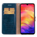 Business Style Oil Wax Texture Horizontal Flip Leather Case for XiaoMi RedMi Note7, with Holder & Card Slots & Wallet(Blue)