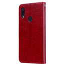 Business Style Oil Wax Texture Horizontal Flip Leather Case for Xiaomi Redmi Note7, with Holder & Card Slots & Wallet(Red)