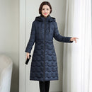 Mid-length Lightweight Down Padded Jacket (Color:Blue Size:XXL)