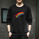 Men Round Neck Long Sleeve T-Shirt Sweater (Color:Black Size:M)
