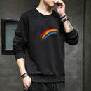 Men Round Neck Long Sleeve T-Shirt Sweater (Color:Black Size:M)