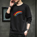 Men Round Neck Long Sleeve T-Shirt Sweater (Color:Black Size:M)