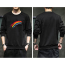Men Round Neck Long Sleeve T-Shirt Sweater (Color:Black Size:M)