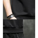 Men Round Neck Long Sleeve T-Shirt Sweater (Color:Black Size:M)