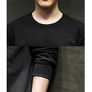 Men Round Neck Long Sleeve T-Shirt Sweater (Color:Black Size:M)