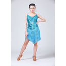Waterdrop Fringed Sequins Suspenders Latin Dance Dress Competition Performance Suit (Color:Lake Blue Size:Free Size)