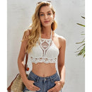 Crochet Cutout Halter Lace Backless Top for Ladies