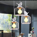 YWXLight Nordic Modern Hanging Lamp Transparent Birdcage Glass Pendant Light LED E27 Ceiling Light Perfect for Kitchen Dining Room Bedroom (Wram White)