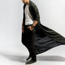 Mens Casual Loose Long Cardigans Coat (Color:Black Size:XXXL)
