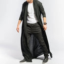 Mens Casual Loose Long Cardigans Coat (Color:Black Size:XXXL)