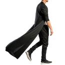 Mens Casual Loose Long Cardigans Coat (Color:Black Size:XXXL)