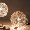 YWXLight Creative Garden Hemp Ball Pendant Light Rattan Art Linen Thread Bird Nest Ball LED Hang Lamp (White)