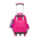 Lovely Double Shoulders School Bag Two-wheeled Rod Backpack Bag with Pen Bag(Rose Red)