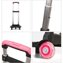 Lovely Double Shoulders School Bag Two-wheeled Rod Backpack Bag with Pen Bag(Rose Red)