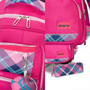 Lovely Double Shoulders School Bag Two-wheeled Rod Backpack Bag with Pen Bag(Rose Red)
