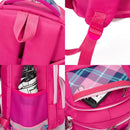Lovely Double Shoulders School Bag Two-wheeled Rod Backpack Bag with Pen Bag(Rose Red)