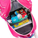 Lovely Double Shoulders School Bag Two-wheeled Rod Backpack Bag with Pen Bag(Rose Red)