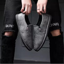 Casual Breathable Round Head Leather Shoes for Men (Color:Black Size:43)