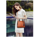 4 in 1 Crazy Horse Texture PU Leather Shoulder Bag Ladies Handbag Messenger Bag with Tassel (Black)
