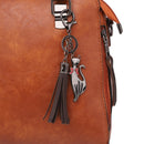 4 in 1 Crazy Horse Texture PU Leather Shoulder Bag Ladies Handbag Messenger Bag with Tassel (Black)