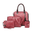 4 in 1 Crazy Horse Texture PU Leather Shoulder Bag Ladies Handbag Messenger Bag with Tassel (Pink)