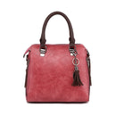 4 in 1 Crazy Horse Texture PU Leather Shoulder Bag Ladies Handbag Messenger Bag with Tassel (Pink)
