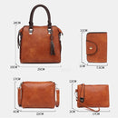 4 in 1 Crazy Horse Texture PU Leather Shoulder Bag Ladies Handbag Messenger Bag with Tassel (Pink)
