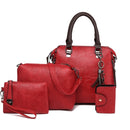 4 in 1 Crazy Horse Texture PU Leather Shoulder Bag Ladies Handbag Messenger Bag with Tassel (Red)