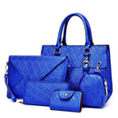 5 in 1 Diamond Texture PU Shoulder Bag Printed Flower Ladies Handbag Messenger Bag (Blue)