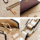 5 in 1 Diamond Texture PU Shoulder Bag Printed Flower Ladies Handbag Messenger Bag (Blue)