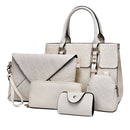 5 in 1 Diamond Texture PU Shoulder Bag Printed Flower Ladies Handbag Messenger Bag (White)