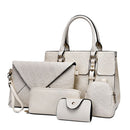 5 in 1 Diamond Texture PU Shoulder Bag Printed Flower Ladies Handbag Messenger Bag (White)