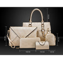 5 in 1 Diamond Texture PU Shoulder Bag Printed Flower Ladies Handbag Messenger Bag (White)