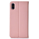 Ultra-thin Pressed Magnetic Card TPU+PU Leather Case for iPhone X / XS, with Card Slot & Holder (Rose Gold)
