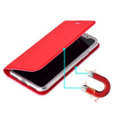 Ultra-thin Pressed Magnetic Card TPU+PU Leather Case for iPhone X / XS, with Card Slot & Holder (Rose Gold)