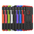Tire Texture TPU+PC Shockproof Phone Case for Huawei Honor 8A / Y6 2019, with Holder (Blue)