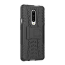 Tire Texture TPU+PC Shockproof Phone Case for OnePlus 7, with Holder (Black)