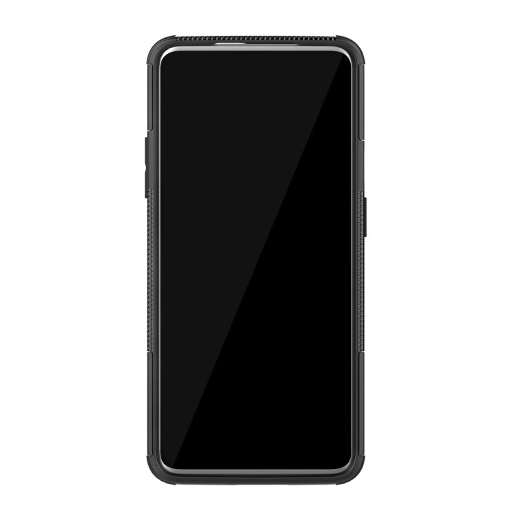 Tire Texture TPU+PC Shockproof Phone Case for OnePlus 7, with Holder (Black)