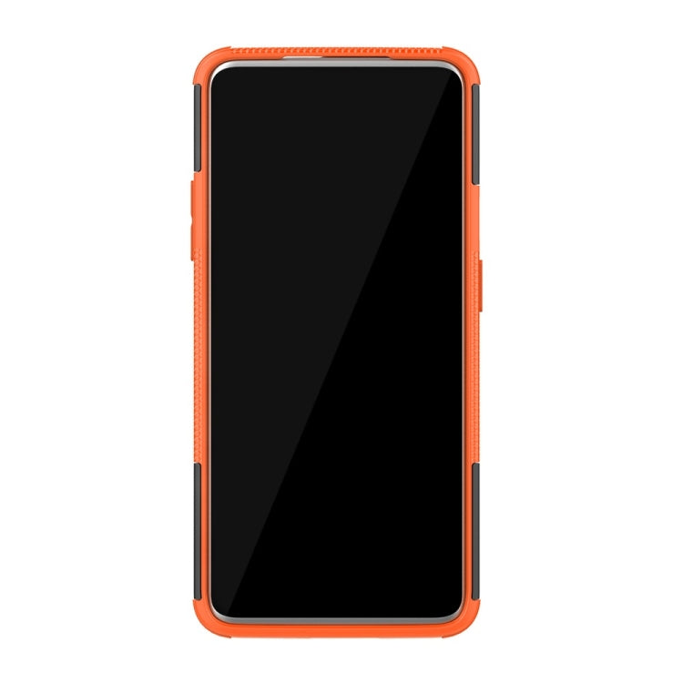 Tire Texture TPU+PC Shockproof Phone Case for OnePlus 7, with Holder (Orange)