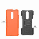 Tire Texture TPU+PC Shockproof Phone Case for OnePlus 7, with Holder (Orange)