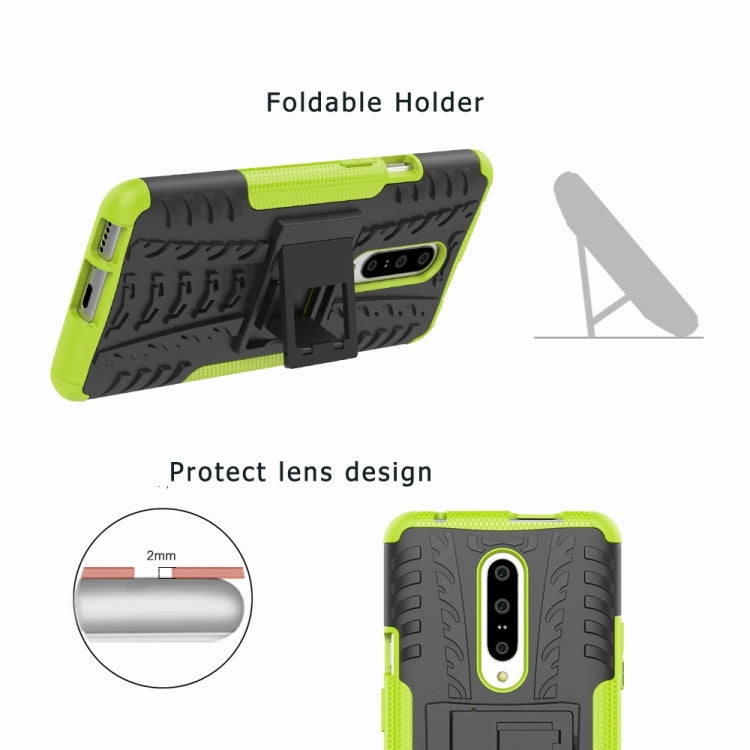 Tire Texture TPU+PC Shockproof Phone Case for OnePlus 7, with Holder (Orange)