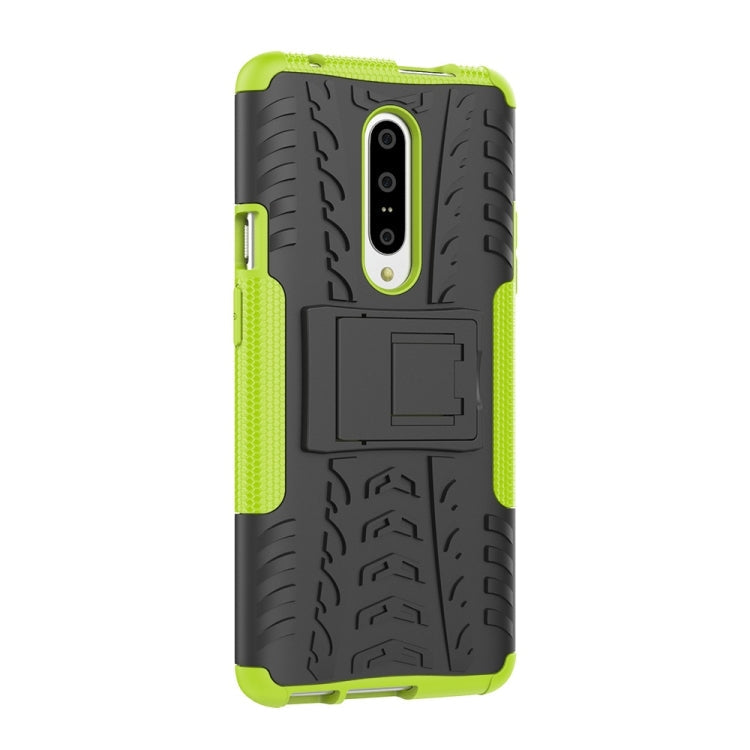 Tire Texture TPU+PC Shockproof Phone Case for OnePlus 7, with Holder (Green)