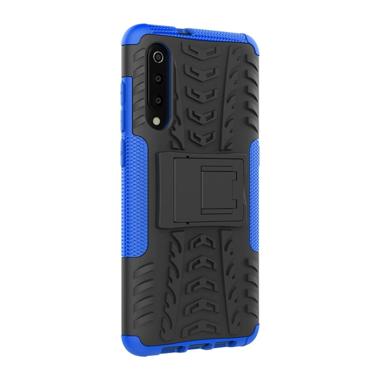 Tire Texture TPU+PC Shockproof Phone Case for OnePlus 7, with Holder (Blue)