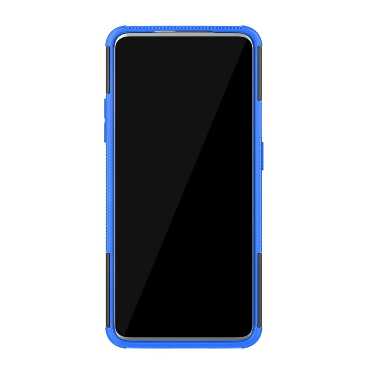 Tire Texture TPU+PC Shockproof Phone Case for OnePlus 7, with Holder (Blue)