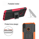Tire Texture TPU+PC Shockproof Case for Huawei Y7 Pro 2019 / Enjoy 9, with Holder (Red)