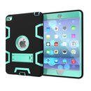 Contrast Color Silicone + PC Shockproof Case for iPad mini 5 / mini 4, with Holder(Black+Mint Green)