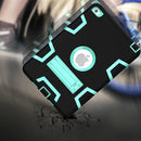 Contrast Color Silicone + PC Shockproof Case for iPad mini 5 / mini 4, with Holder(Black+Mint Green)