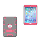 Contrast Color Silicone + PC Shockproof Case for iPad mini 5 / mini 4, with Holder(Grey+Rose Red)