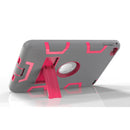 Contrast Color Silicone + PC Shockproof Case for iPad mini 5 / mini 4, with Holder(Grey+Rose Red)